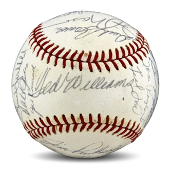 1972 Texas Rangers Team Signed American League Baseball With Ted Williams 